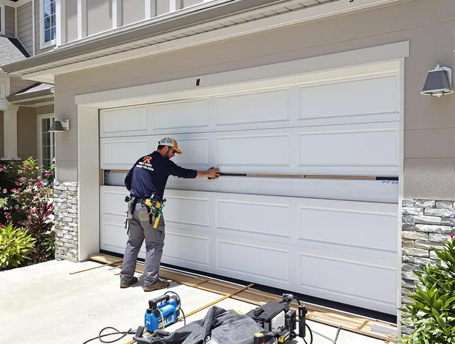 North Smithfield Garage Door Repair team performing complete garage door replacement at North Smithfield residence