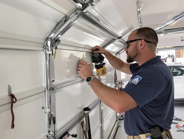 North Smithfield Garage Door Repair technician quieting a noisy garage door in North Smithfield