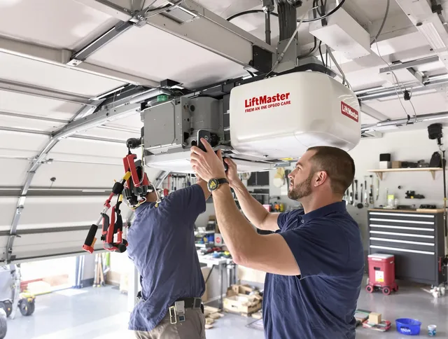 North Smithfield Garage Door Repair technician performing advanced diagnostics on garage opener in North Smithfield