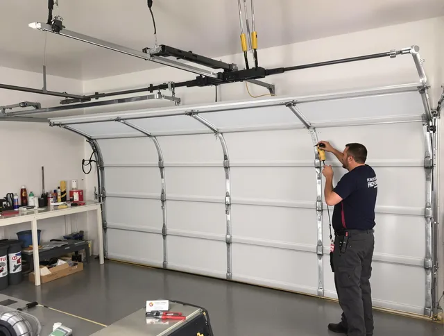 North Smithfield Garage Door Repair certified technician performing overhead door system repair in North Smithfield