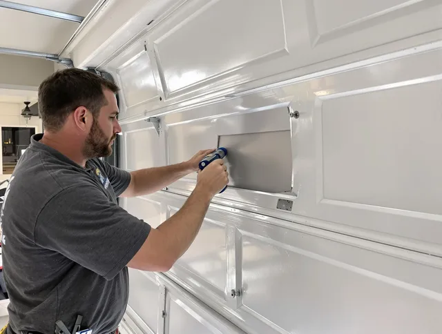 Garage door panel repair by North Smithfield Garage Door Repair in North Smithfield